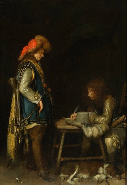 Officer writing a letter  by Gerard Ter Borch - Hand-Painted Oil Painting Reproduction