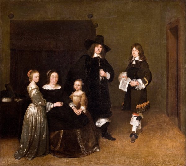 Portrait of a Family by Gerard Ter Borch - Hand-Painted Oil Painting Reproduction