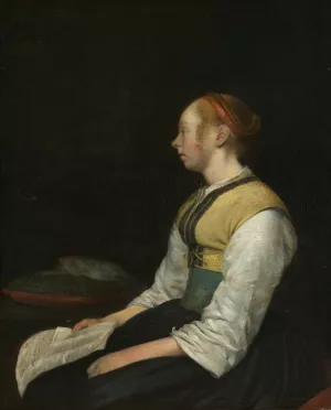 Seated Girl in Peasant Costume by Gerard Ter Borch Oil Painting