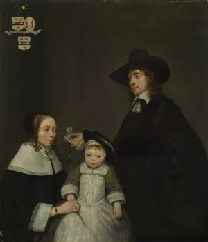The Van Moerkerken Family by Gerard Ter Borch Oil Painting