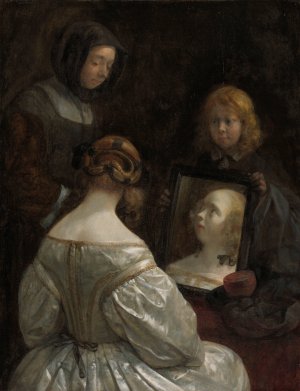 Woman at a Mirror by Gerard Ter Borch Oil Painting