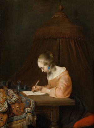 Woman Writing a Letter by Gerard Ter Borch Oil Painting