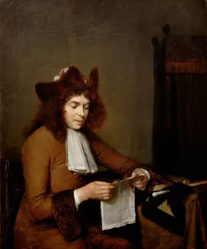 Young Man Reading by Gerard Ter Borch Oil Painting