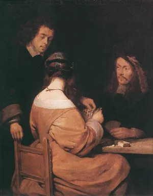 Card-Players by Gerard Terborch - Oil Painting Reproduction