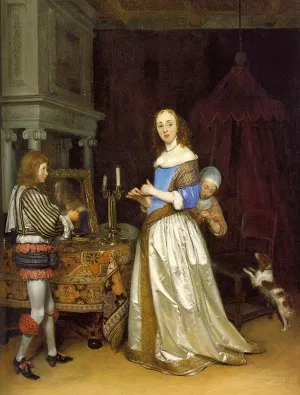 Lady at Her Toilette by Gerard Terborch - Oil Painting Reproduction
