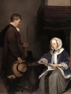 Lady Reading a Letter detail by Gerard Terborch - Oil Painting Reproduction