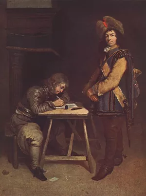Officer Writing a Letter by Gerard Terborch Oil Painting