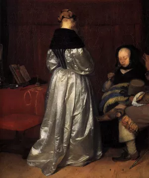 Paternal Admonition Detail by Gerard Terborch - Oil Painting Reproduction