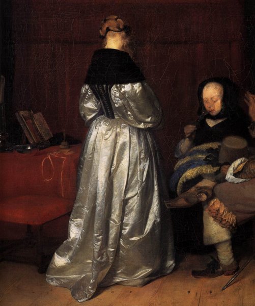 Paternal Admonition Detail by Gerard Terborch - Hand-Painted Oil Painting Reproduction