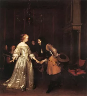 The Dancing Couple by Gerard Terborch - Oil Painting Reproduction
