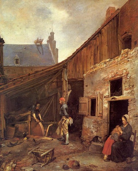 Main Product Photo of The Family of the Stone Grinder Painting by Gerard Terborch