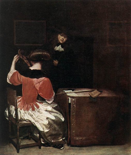 Main Product Photo of The Music Lesson Painting by Gerard Terborch