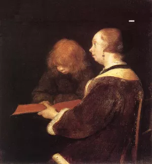 The Reading Lesson Oil painting by Gerard Terborch