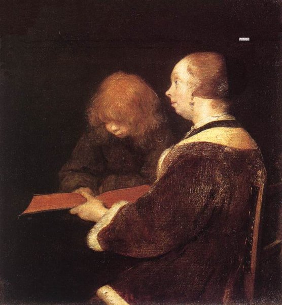 Main Product Photo of The Reading Lesson Painting by Gerard Terborch