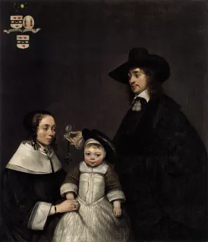 The Van Moerkerken Family by Gerard Terborch Oil Painting