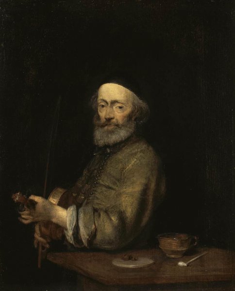 The Violinist by Gerard Terborch - Hand-Painted Oil Painting Reproduction