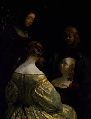 Woman at a Mirror Oil painting by Gerard Terborch