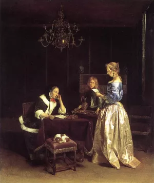 Woman Reading a Letter by Gerard Terborch - Oil Painting Reproduction