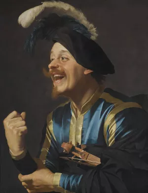 A Laughing Violinist by Gerard Van Honthorst Oil Painting