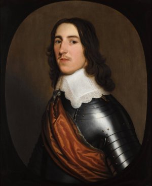 A Portrait Of A Gentleman, half-Length, Believed To Be Sir Thomas Ogle, Wearing A Suit Of Armour, With A White Collar And An Orange Sash by Gerard Van Honthorst Oil Painting