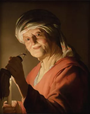 An Old Woman by Gerard Van Honthorst Oil Painting