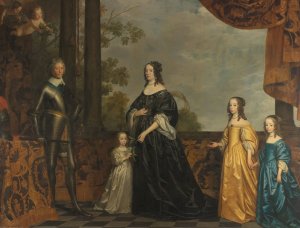 Frederick Henry, his Consort Amalia of Solms, and their Three Youngest Daughters by Gerard Van Honthorst Oil Painting