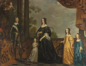 Frederick Henry, his Consort Amalia of Solms, and their Three Youngest Daughters by Gerard Van Honthorst Oil Painting