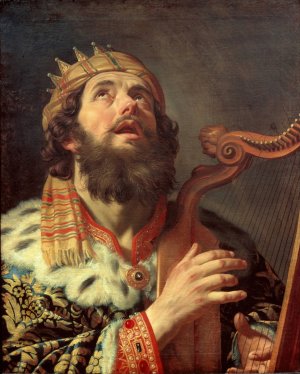 King David Playing the Harp by Gerard Van Honthorst Oil Painting
