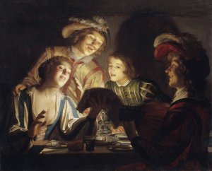 Musical Group by Candlelight by Gerard Van Honthorst Oil Painting