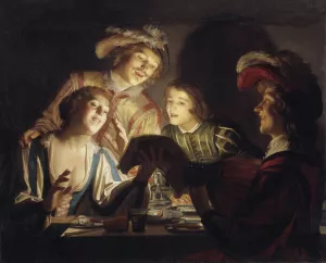 Musical Group by Candlelight by Gerard Van Honthorst Oil Painting