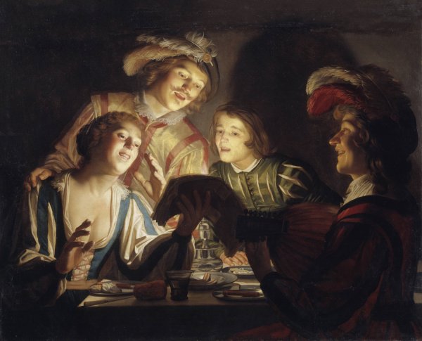 Main Product Photo of Musical Group by Candlelight  Painting by Gerard Van Honthorst
