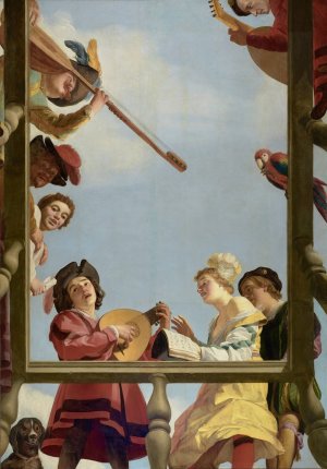 Musical Group on a Balcony by Gerard Van Honthorst Oil Painting