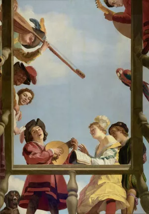 Musical Group on a Balcony by Gerard Van Honthorst Oil Painting