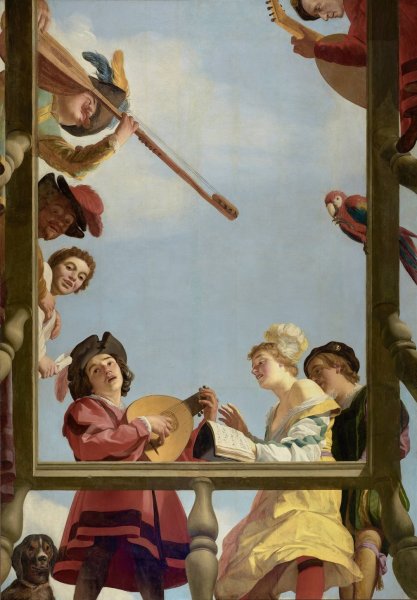 Main Product Photo of Musical Group on a Balcony  Painting by Gerard Van Honthorst