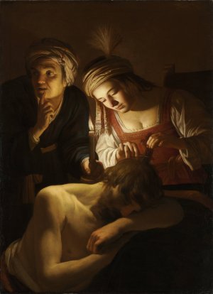 Samson and Delilah by Gerard Van Honthorst Oil Painting