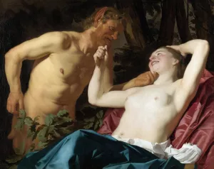 Satyr and Nymph by Gerard Van Honthorst Oil Painting