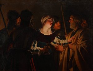The Denial of St. Peter by Gerard Van Honthorst Oil Painting