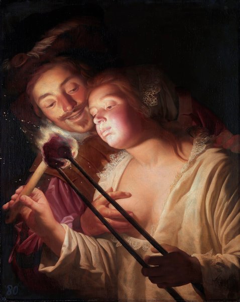 The Soldier and the Girl  by Gerard Van Honthorst - Hand-Painted Oil Painting Reproduction