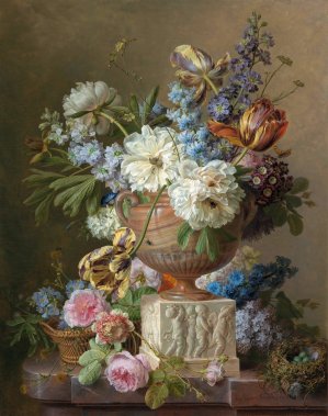 Flower Still-life with an Alabaster Vase by Gerard Van Spaendonck Oil Painting