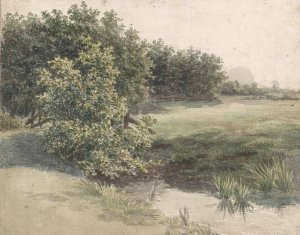 Weidelandschap met sloot by Gerardina Jacoba Van De Sande Bakhuyzen Oil Painting
