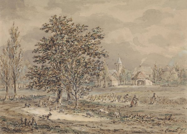 Gezicht op het dorp Zoelmond  by Gerardus Emaus De Micault - Hand-Painted Oil Painting Reproduction