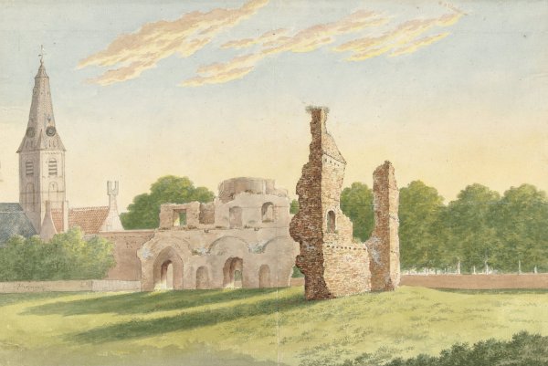 Main Product Photo of De ruine van de Abdij van Rijnsburg  Painting by Gerardus Johannes Verburgh