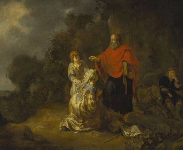 Prophet Elisha and the Shunammite woman on Mt. Carmel  by Gerbrand Van Den Eeckhout - Hand-Painted Oil Painting Reproduction