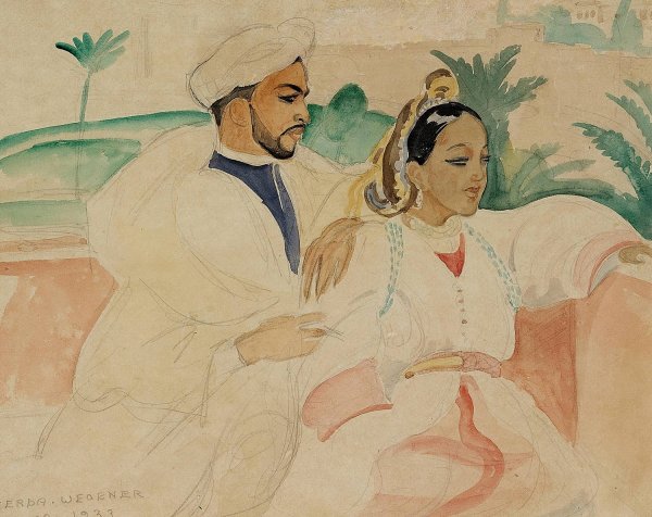 Marokkansk par  by Gerda Wegener - Hand-Painted Oil Painting Reproduction