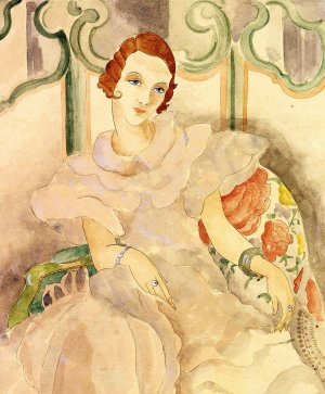 Portrait of a young woman in a white dress by Gerda Wegener Oil Painting