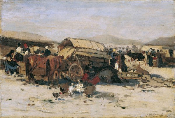 Ungarische Marktszene by Gergely Porge - Hand-Painted Oil Painting Reproduction
