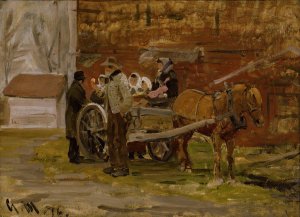 The Apple Cart by Gerhard Munthe Oil Painting