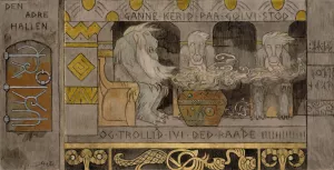 The Second Hall by Gerhard Munthe Oil Painting