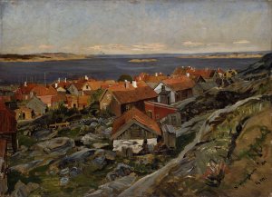 View of Nevlunghavn Oil painting by Gerhard Munthe