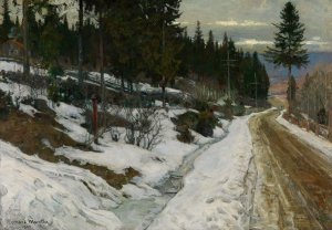Winter in Nittedal by Gerhard Munthe Oil Painting